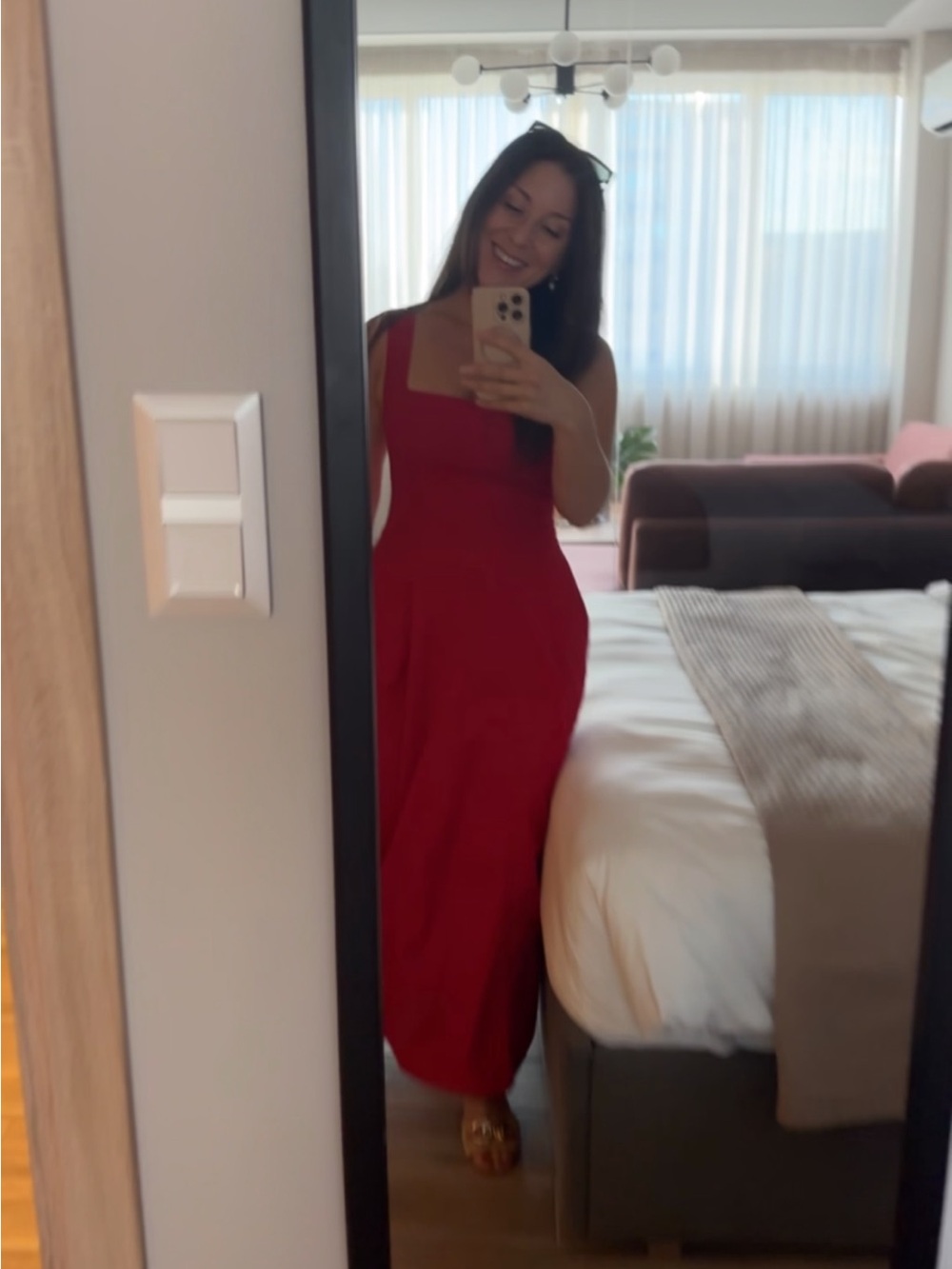 Commense Red Square-Neck Maxi Dress with pockets- brand new with tags never worn - Picture 6 of 7